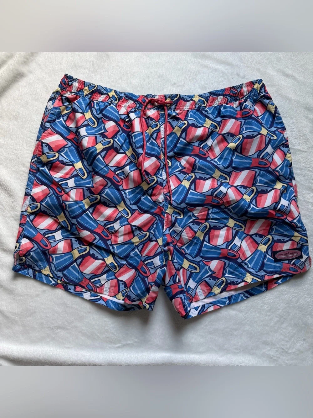 Vineyard Vines Chappy Flippers Swim Trunks Blue and Red